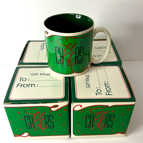 Set of 4 1988 Cheers Potpourri Press Christmas New Year’s Holiday Coffee Mug Cup - Picture 5 of 5